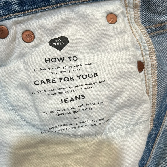 MADEWELL WOMENS JEANS HIGH RISE STRAIGHT LEG ENMORE WASH BLUE SZ 26 - Picture 10 of 11
